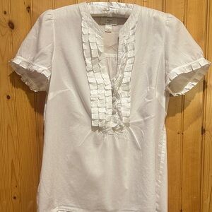 LOFT Ivory Ruffled Blouse